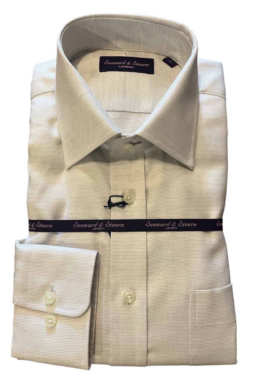 Seaward and Stearn Beige Cotton Woven Sportshirt