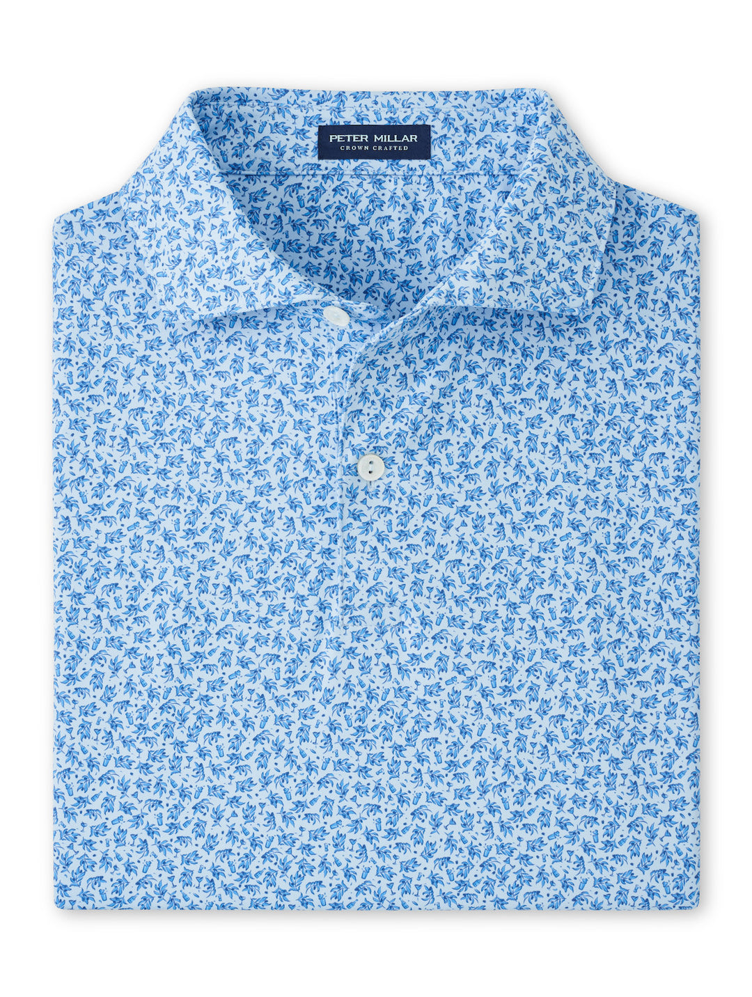 Peter Millar Crown Crafted Olive Grove Performance Jersey Polo: Blue Frost