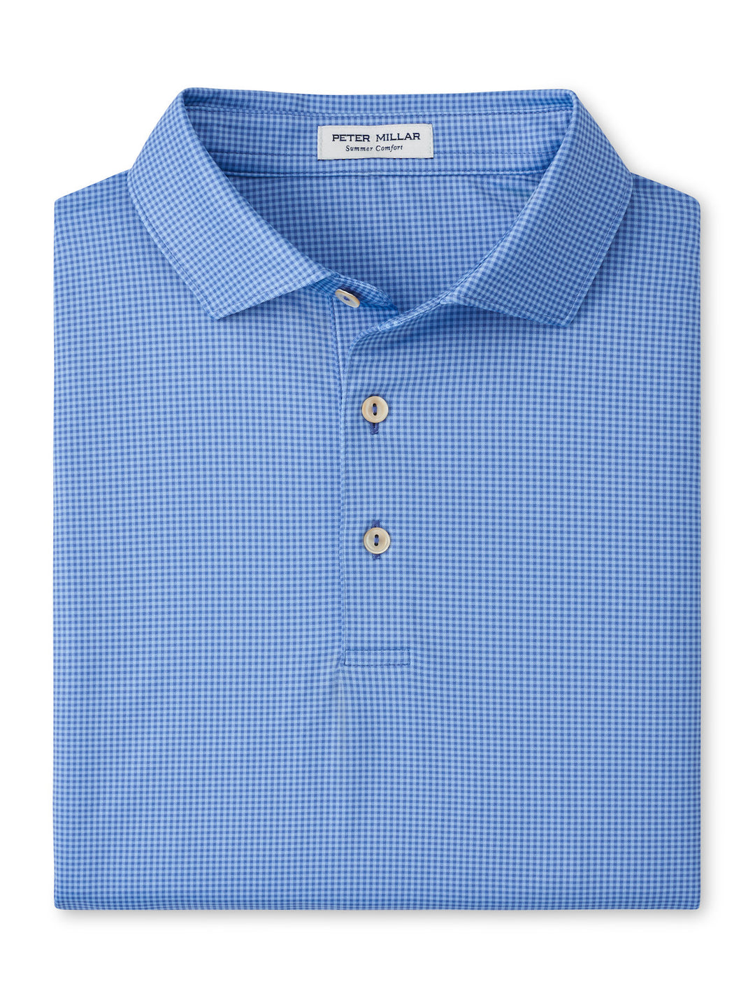 Peter Millar Gingham Performance Jersey Polo: Evening Tide