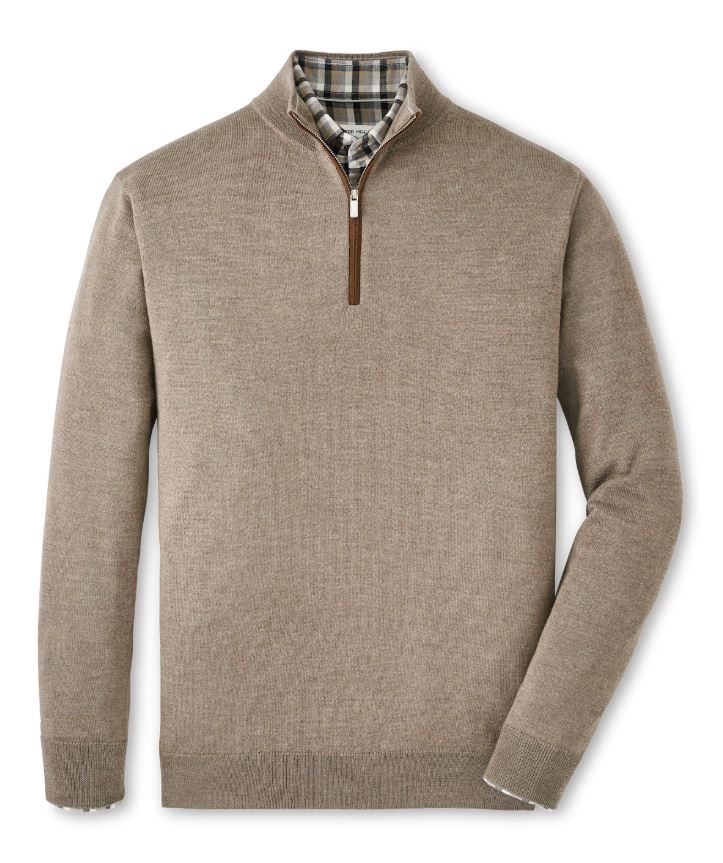 Peter Millar Autumn Crest Suede Trim Quarter-Zip: Irish Cream