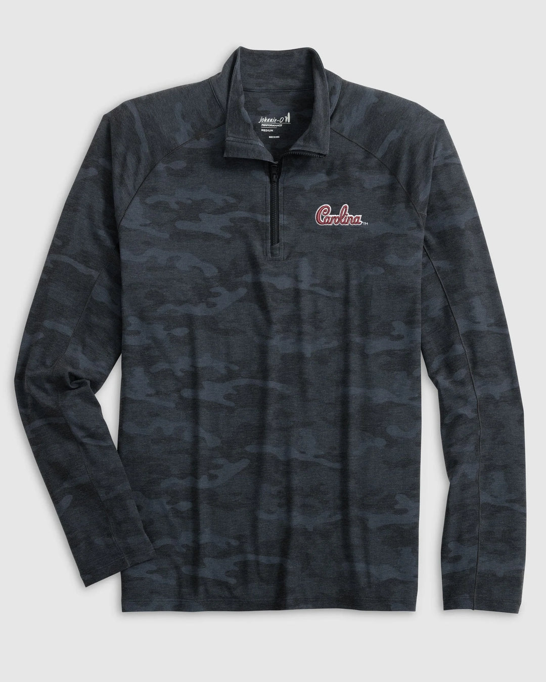 Johnnie-O University of South Carolina "Carolina Script" Patton Performance Camo 1/4 Zip: Heather Black
