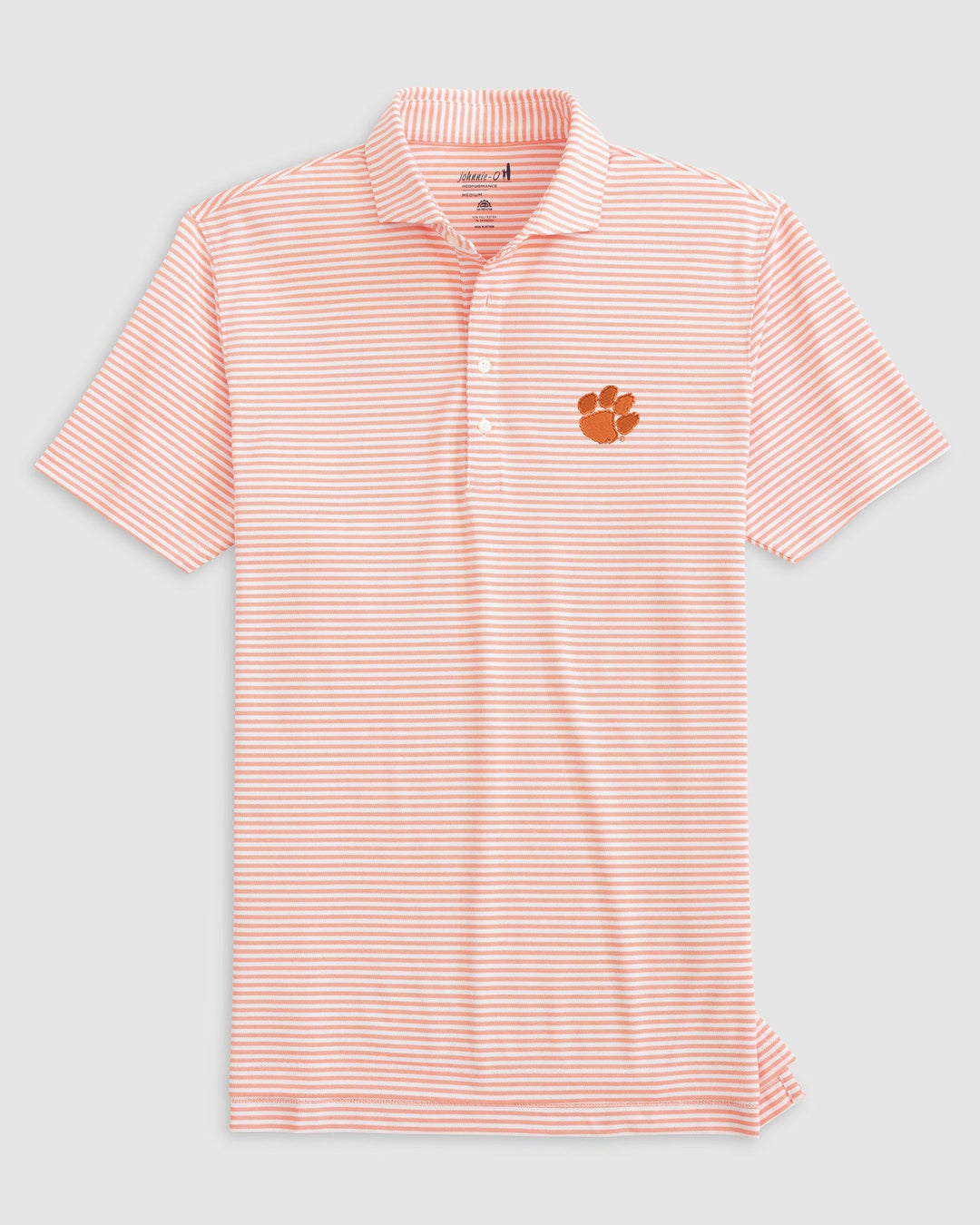 Johnnie-O Clemson Stetsons Striped Performance Mesh Polo: Orange