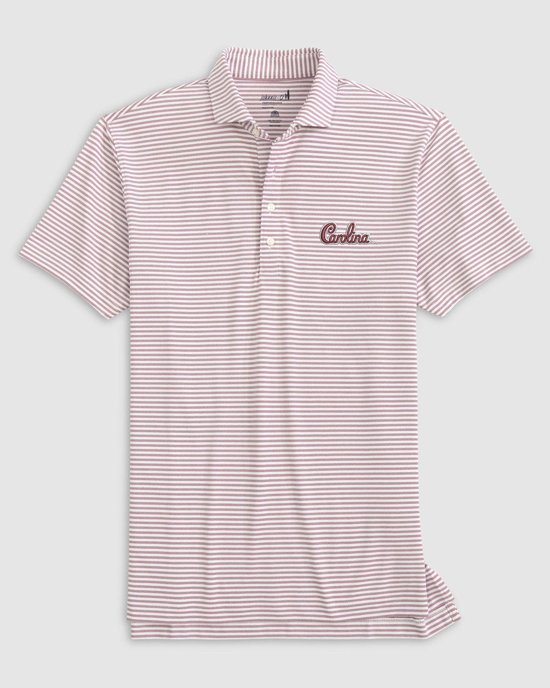 Johnnie-O University of South Carolina "Carolina Script" Stetsons Striped Performance Mesh Polo: Garnet