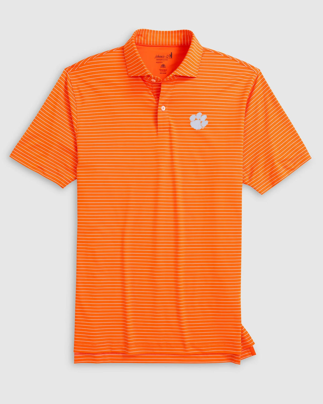 Johnnie-O Clemson Beau Striped Performance Jersey Polo: Orange