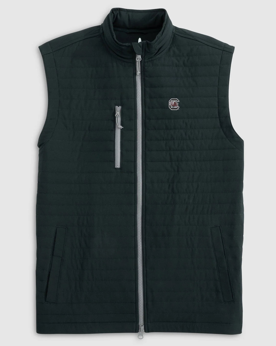 Johnnie-O University of South Carolina "Block C" Crosswind Quilted Performance Vest: Black