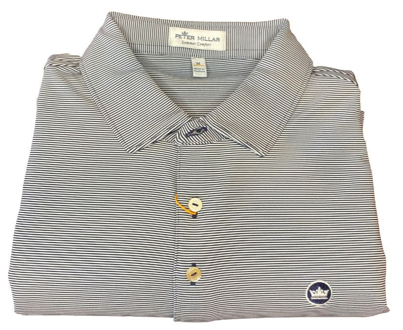 Peter Millar Jubilee Stripe Performance Polo: Navy - Crown Logo