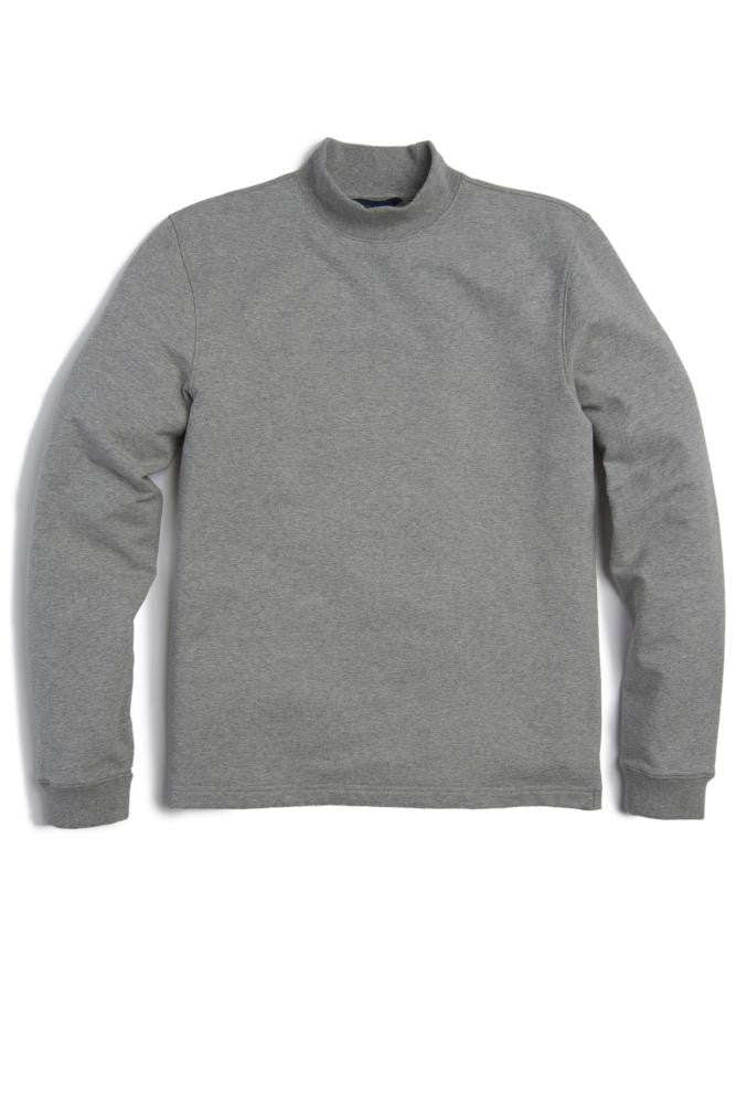 Scott Barber Pima Interlock Mock Turtleneck: Grey Heather