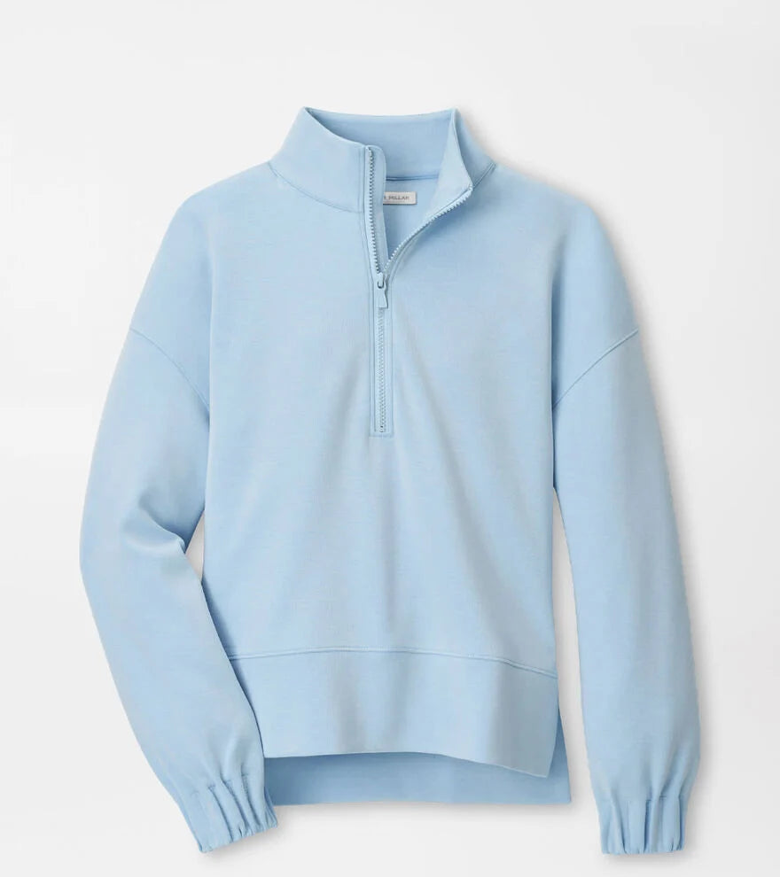 Peter Millar Flora Knit Mélange Half-Zip Pullover: Blue Brisk