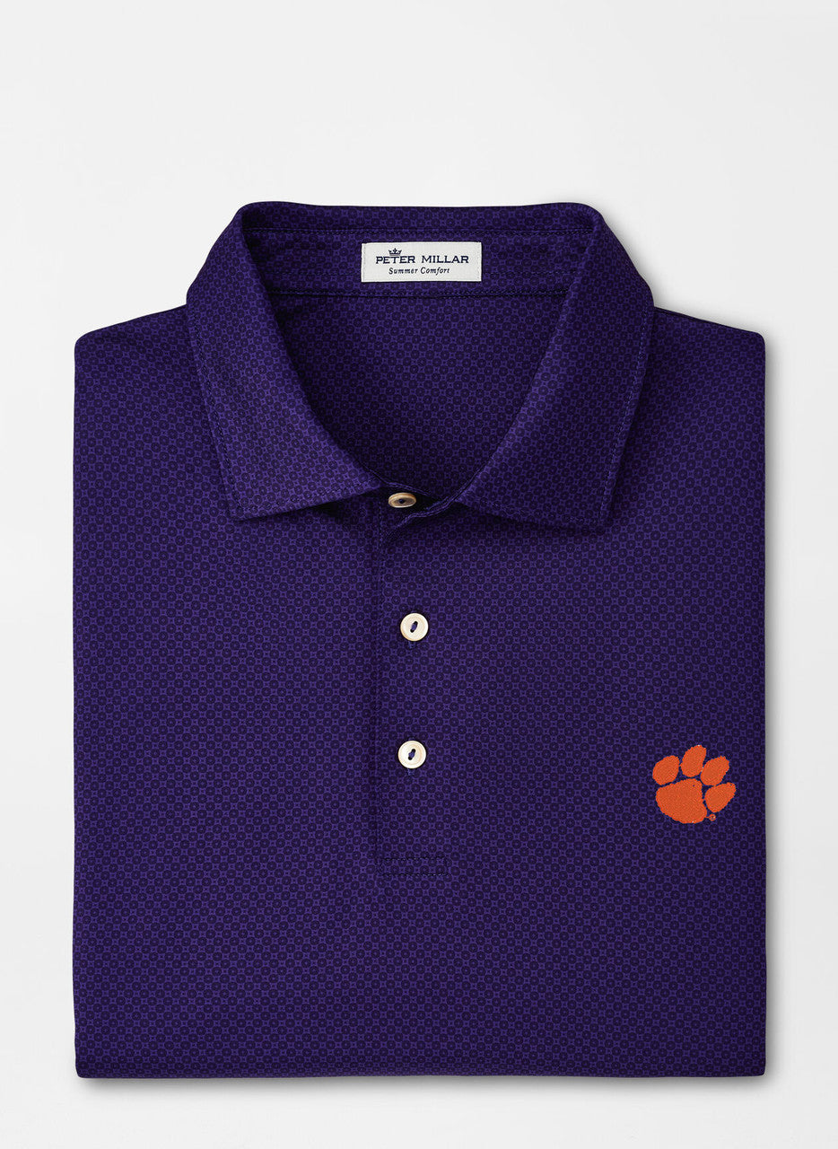 Peter Millar Clemson Paw Dolly Performance Jersey Polo: Purple