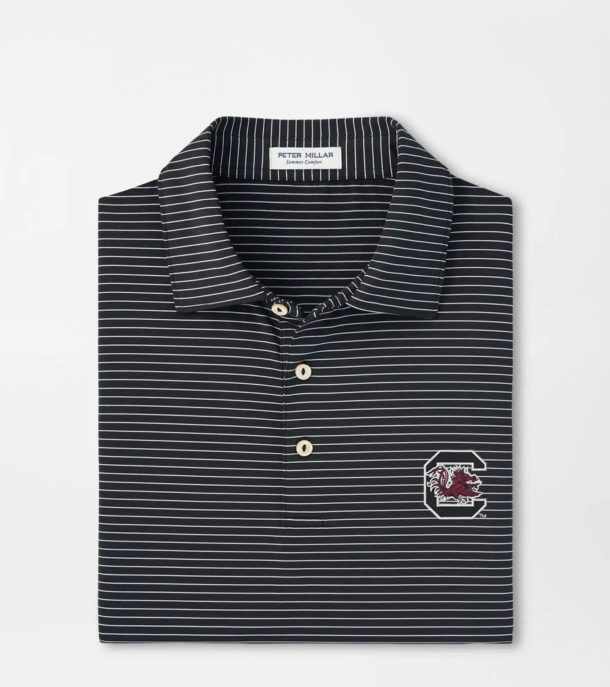 Peter Millar University of South Carolina "Block C" Hemlock Performance Jersey Polo: Black