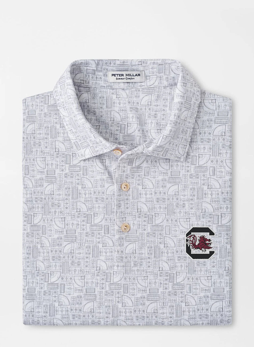 Peter Millar University of South Carolina "Block C" Out of Bounds Performance Jersey Polo: White