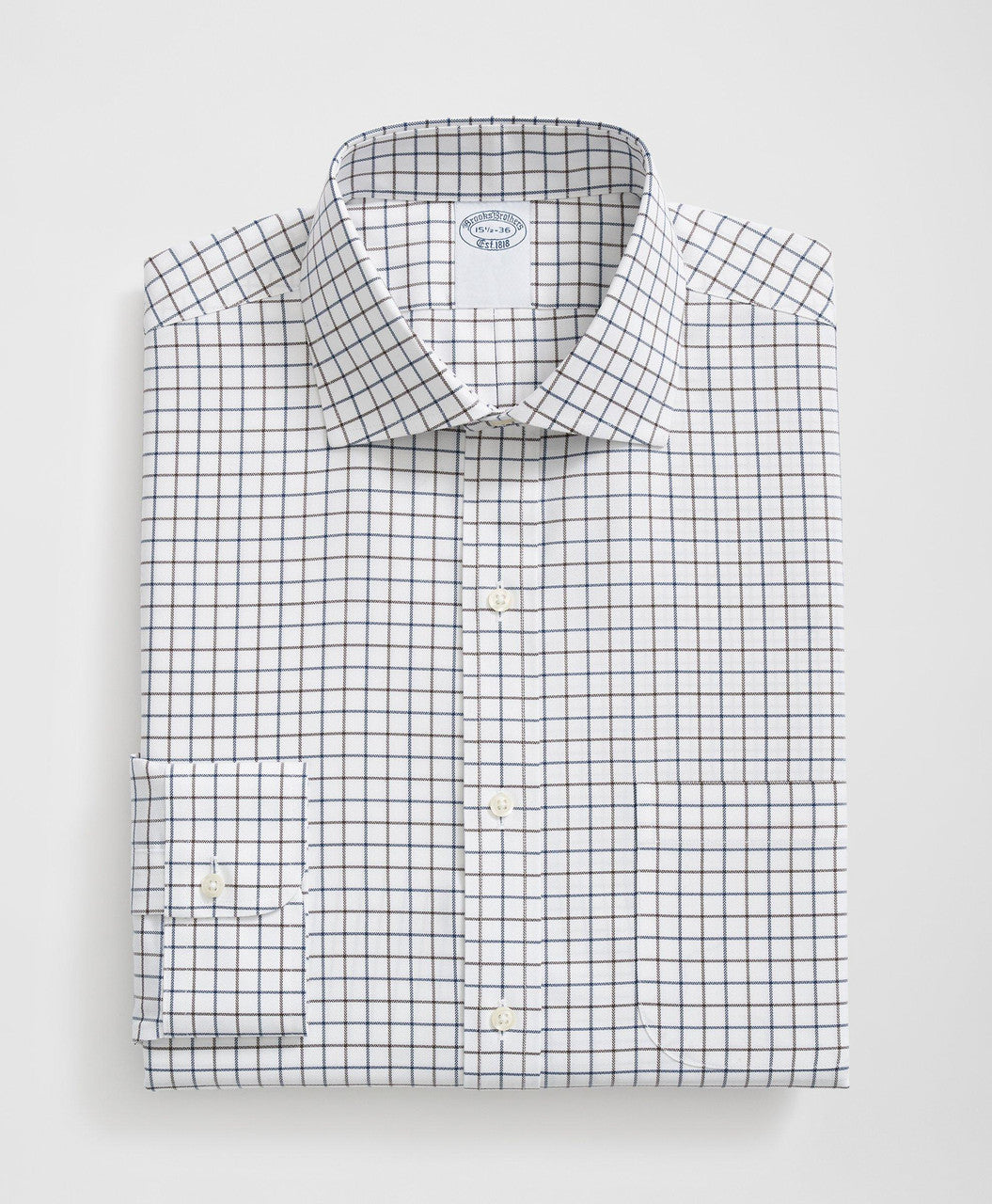 Brooks Brothers Stretch Supima® Cotton Non-Iron English Spread Collar, Alternating Windowpane Dress Shirt