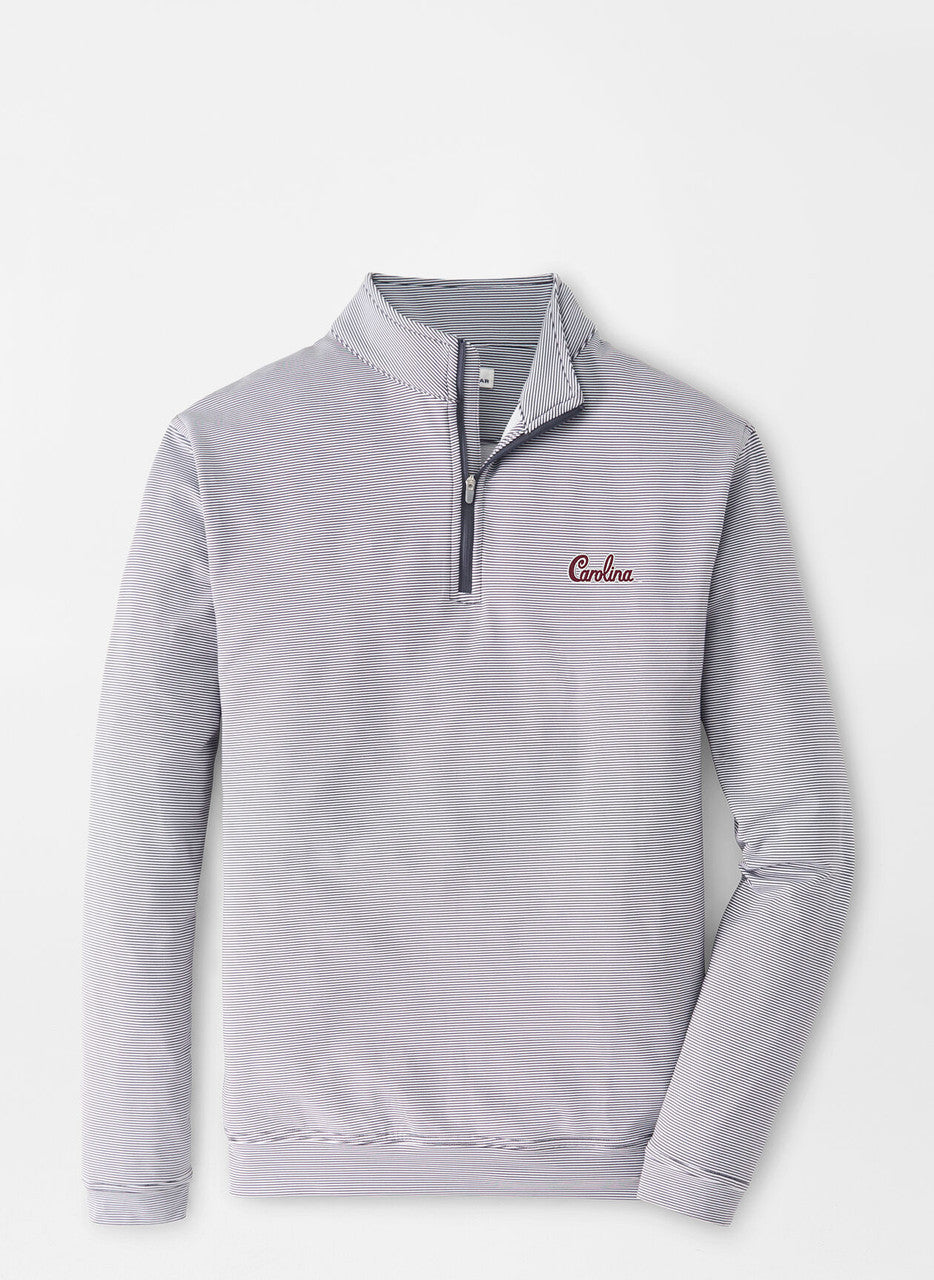 Peter Millar South Carolina Script Perth Sugar Stripe Performance Quarter-Zip: Iron