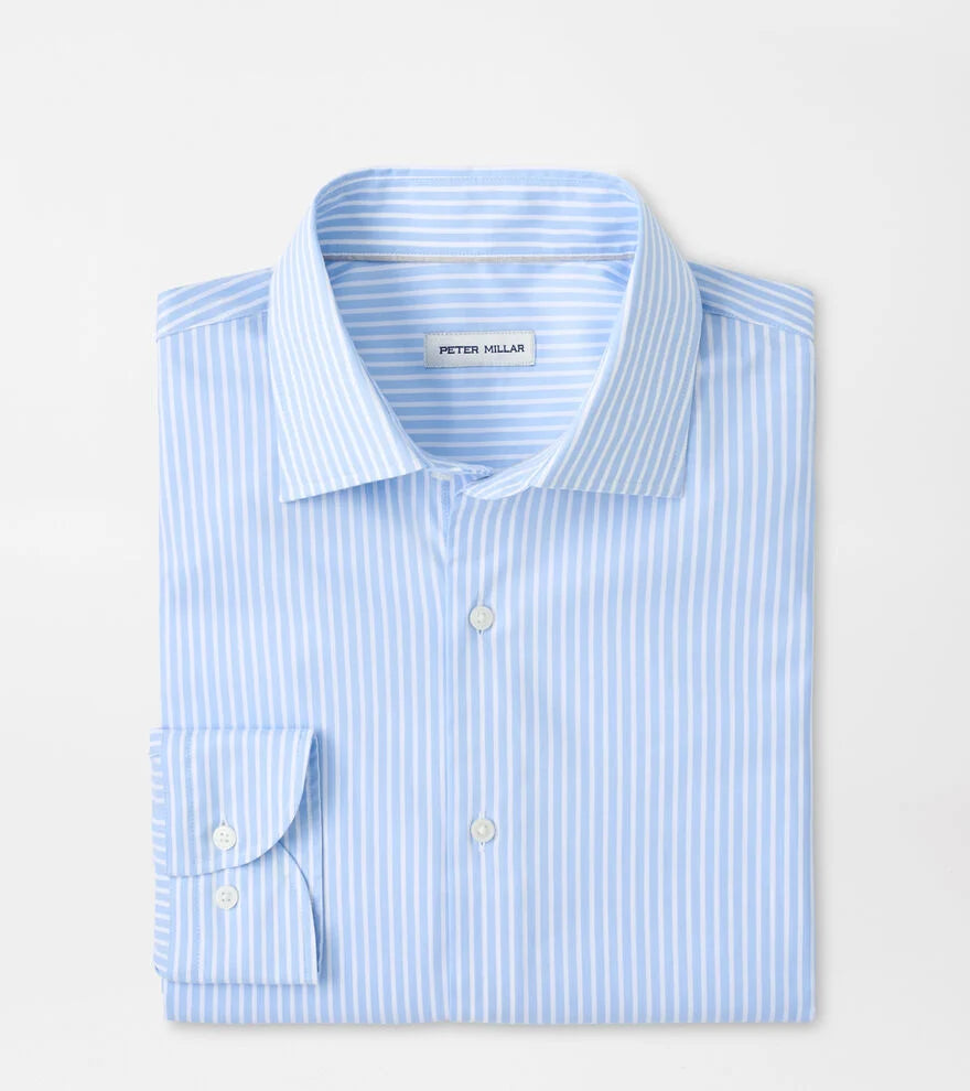 Peter Millar Men's Langley Crown Lite Cotton-Stretch Sport Shirt | Color: Cottage Blue