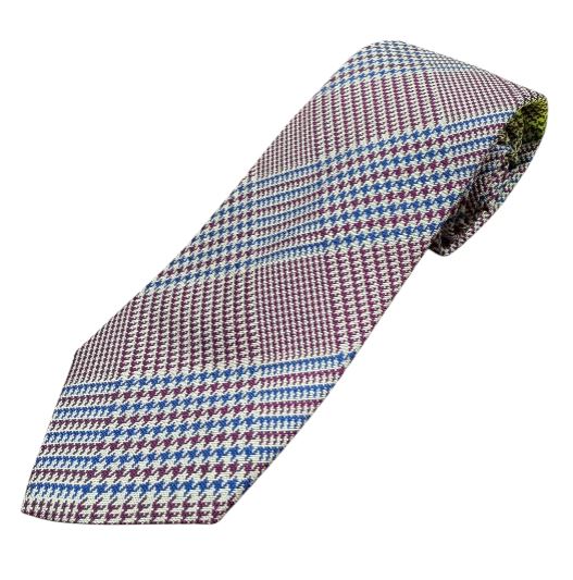 Craig Reagin Maroon Plaid with Blue Tie