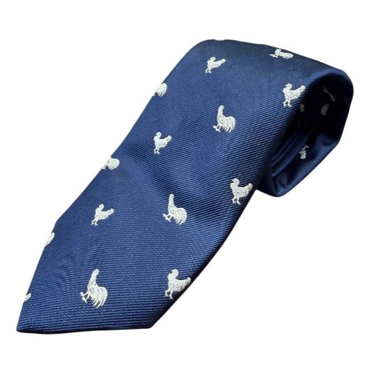 Craig Reagin White Rooster Tie: Navy