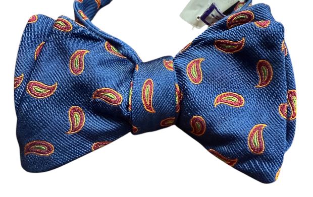 R Hanauer Navy Woven Derringer Pine Bowtie