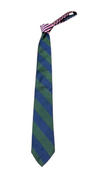 Craig Reagin Contrast Knot Tie: Navy and Green Stripe/Pink and Navy