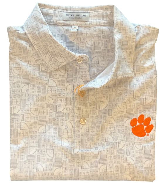 Peter Millar Clemson Out of Bounds Performance Jersey Polo: White