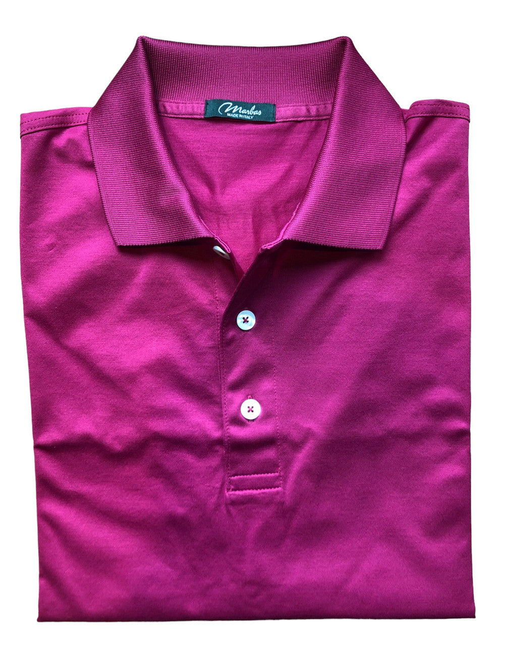 Marbas Alghero Ribbed Knit Collar Polo: Magenta