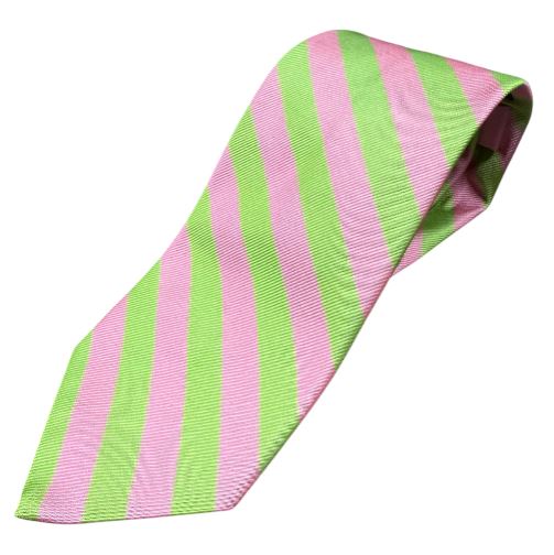 Craig Reagin Bar Stripe Tie: Green/Pink