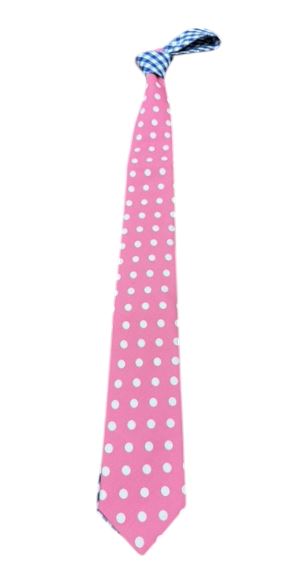 Craig Reagin Contrast Knot Tie: Pink Dot/Blue Gingham