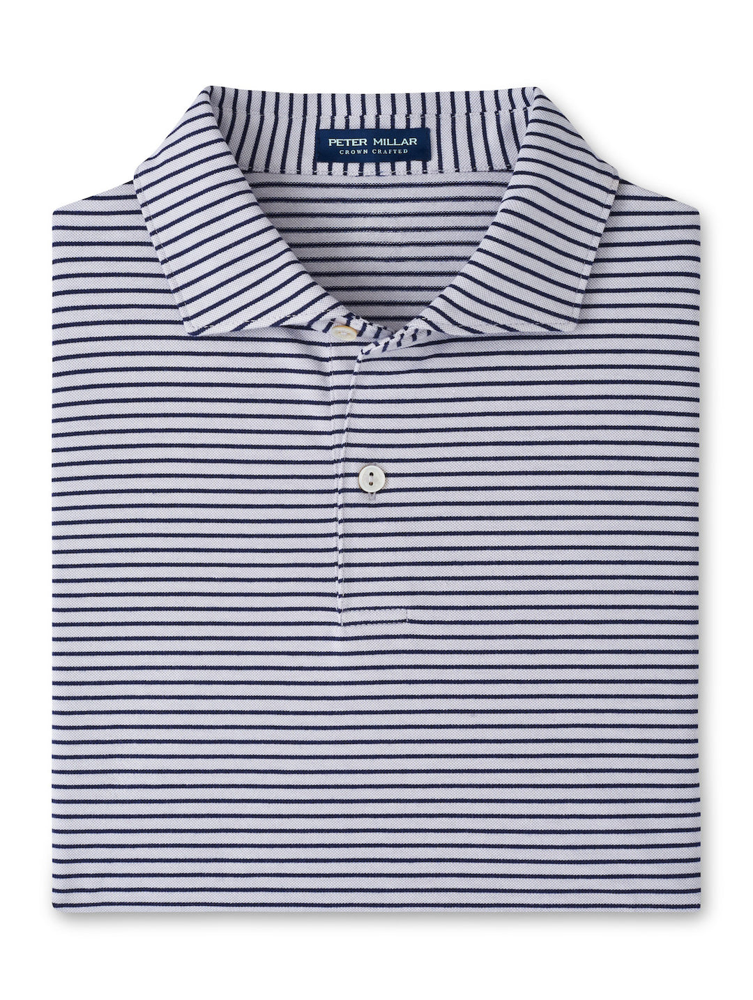 Peter Millar Crown Crafted Albatross Cotton-Blend Pique Polo: Gale Grey Stripe