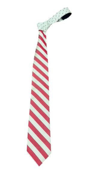 Craig Reagin Contrast Knot Tie: Red Stripe/Blue Dot