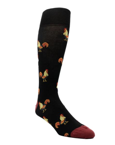 Craig Reagin Rooster Sock: Black with Garnet