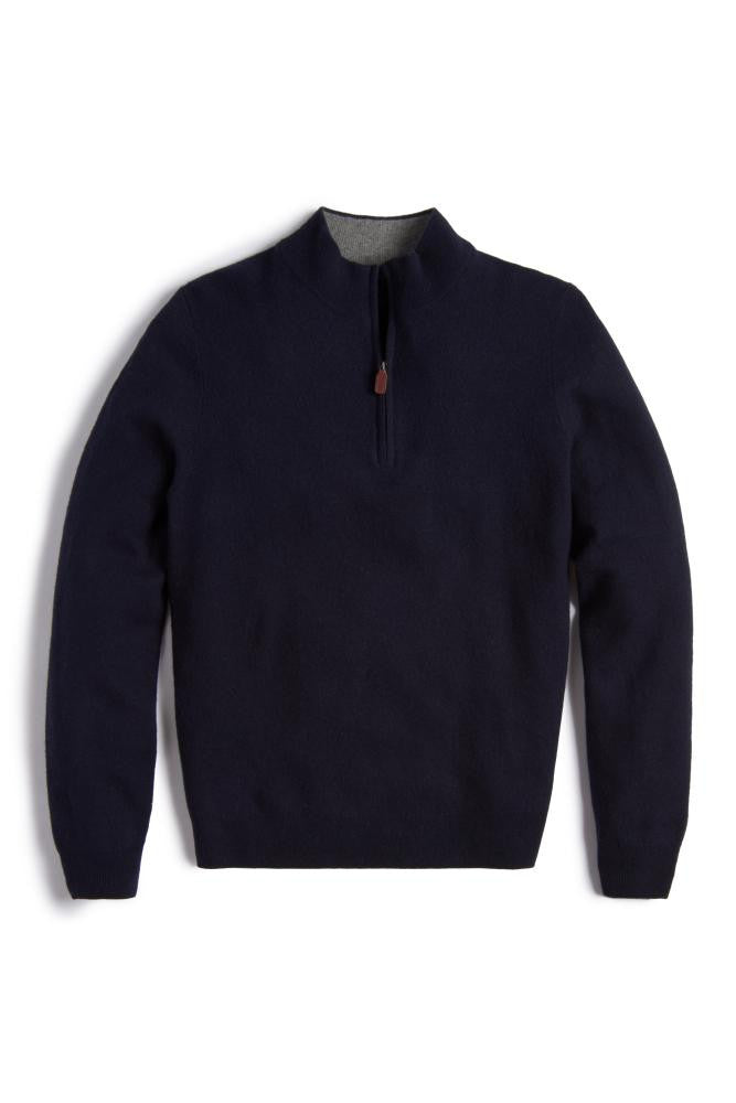 Scott Barber 12GG Merino Zip Mock: Navy