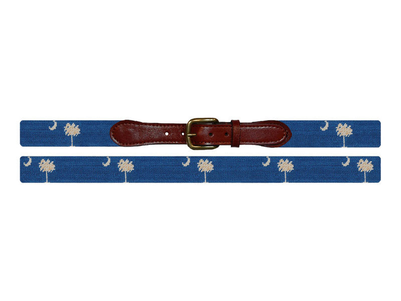 Smathers and Branson South Carolina Flag Needlepoint Belt: Blue