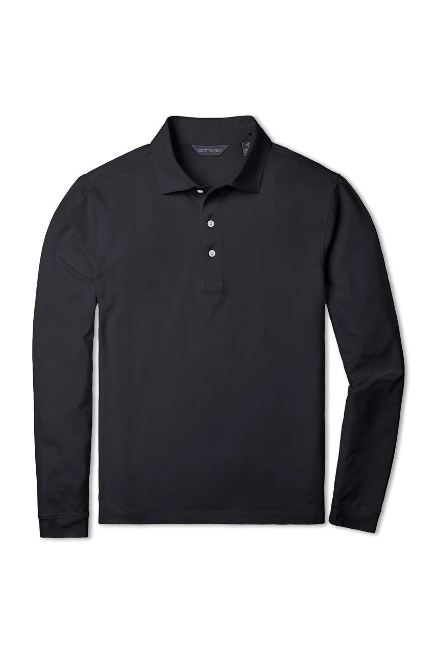 Scott Barber Tech Jersey Long Sleeve Polo: Black