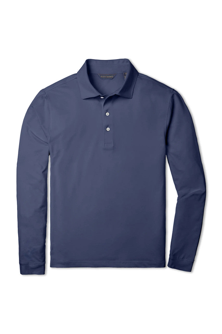 Scott Barber Tech Jersey Long Sleeve Polo: Navy