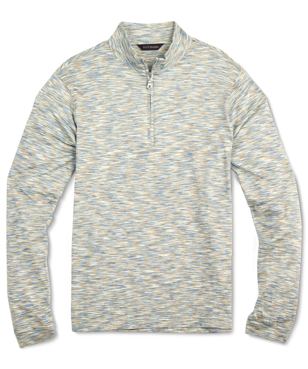 Scott Barber Space-Dyed Zip Mock: Sea