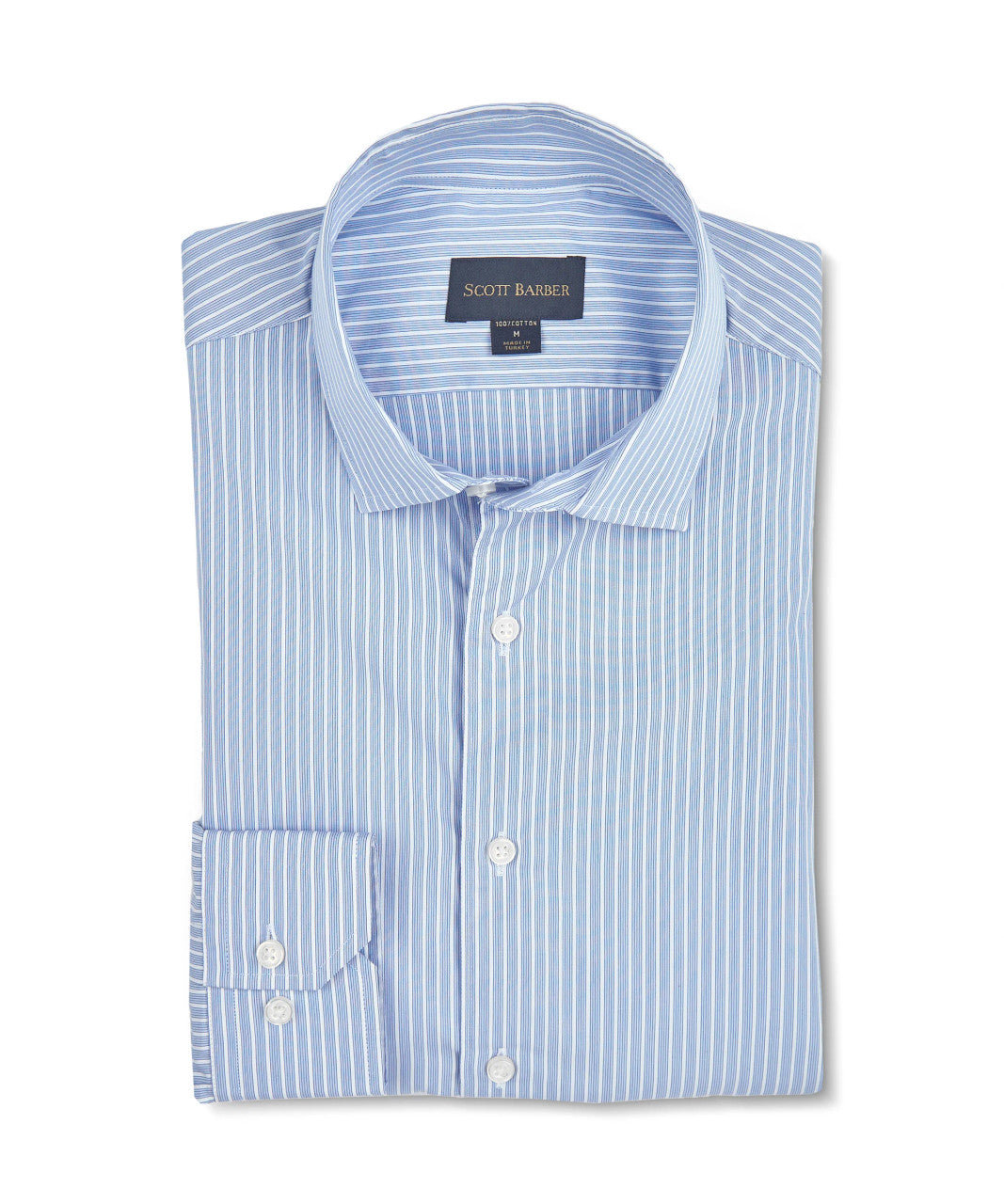 Scott Barber Extra Fine Cotton Sky Micro Stripe Sport Shirt