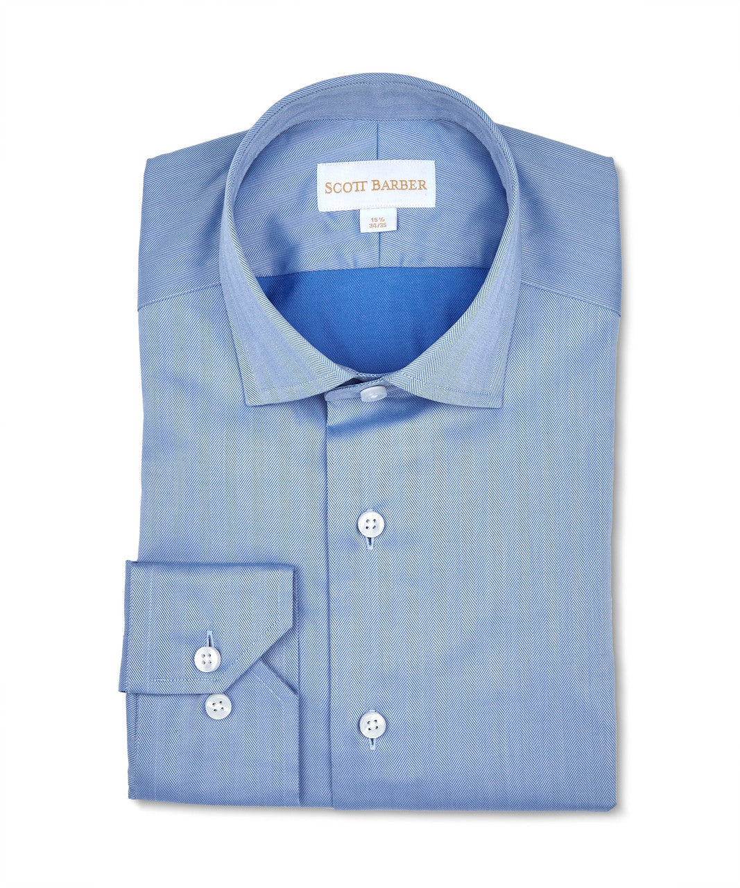 Scott Barber Stretch Herringbone Dress Shirt: Blue Scott Barber Stretch Herringbone Dress Shirt: Blue