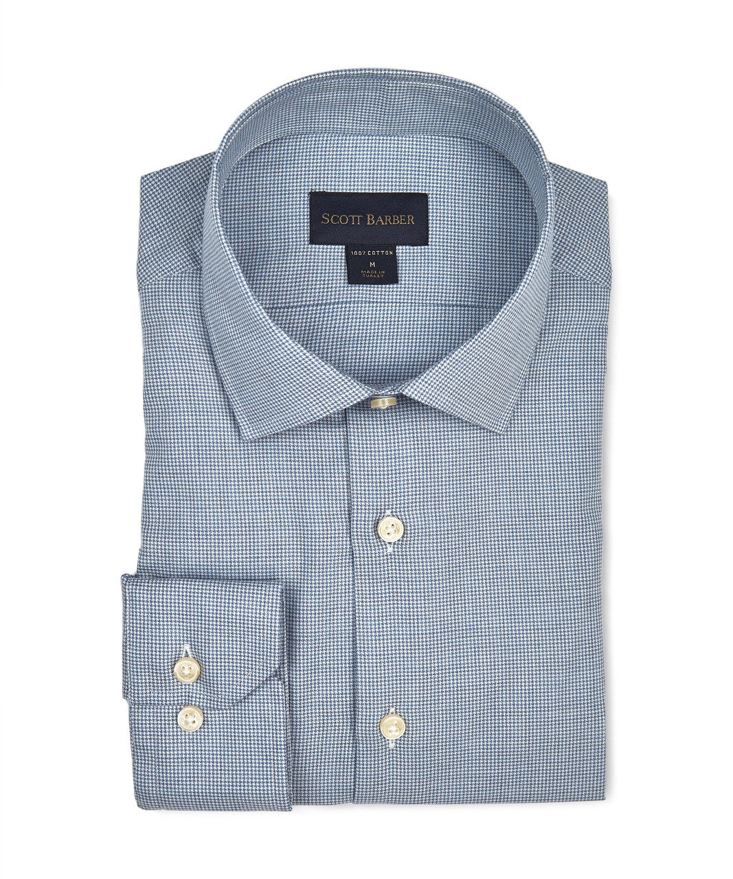 Scott Barber Melange Twill Puppytooth: Blue
