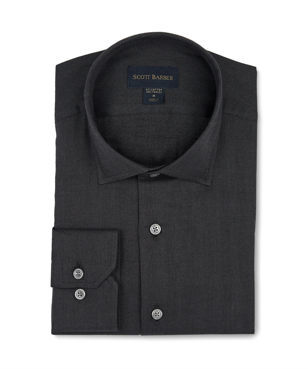 Scott Barber Cotton/Tencel Herringbone: Black