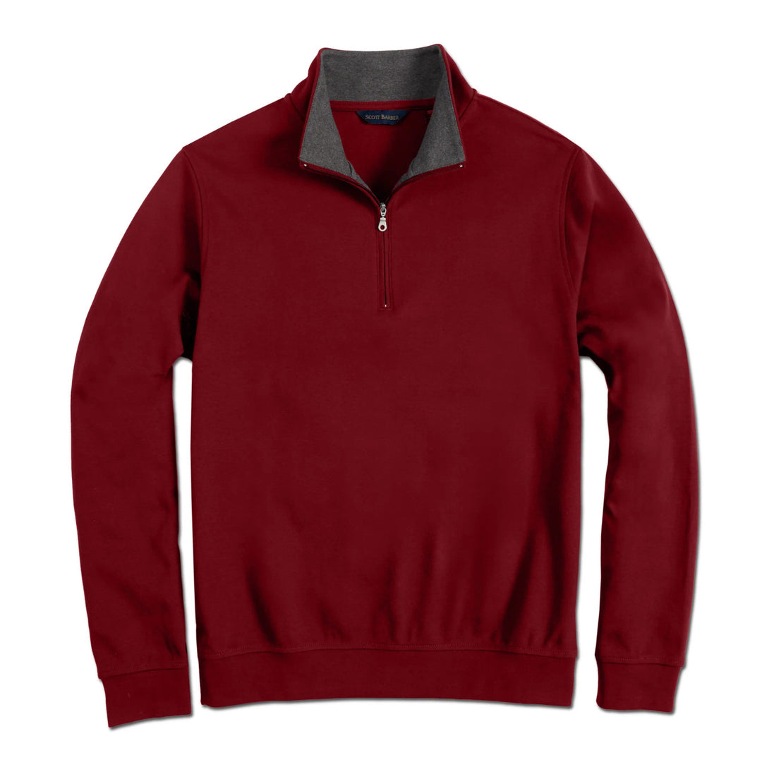 Scott Barber Pima Interlock Zip Mock : Burgundy