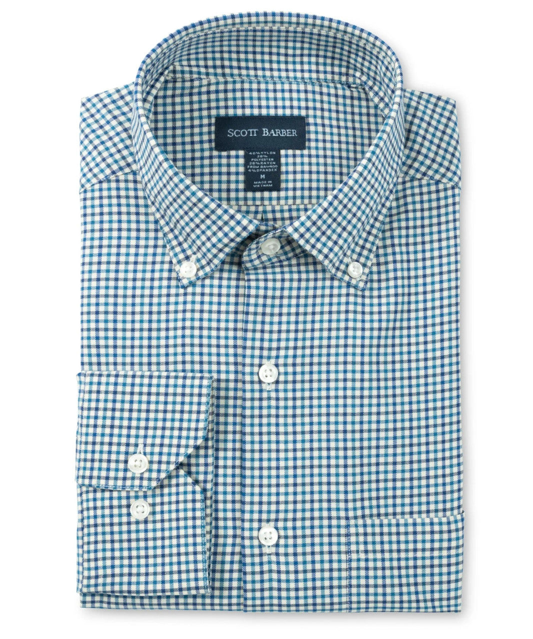 Scott Barber Soft Performance Melange Tattersall : Teal