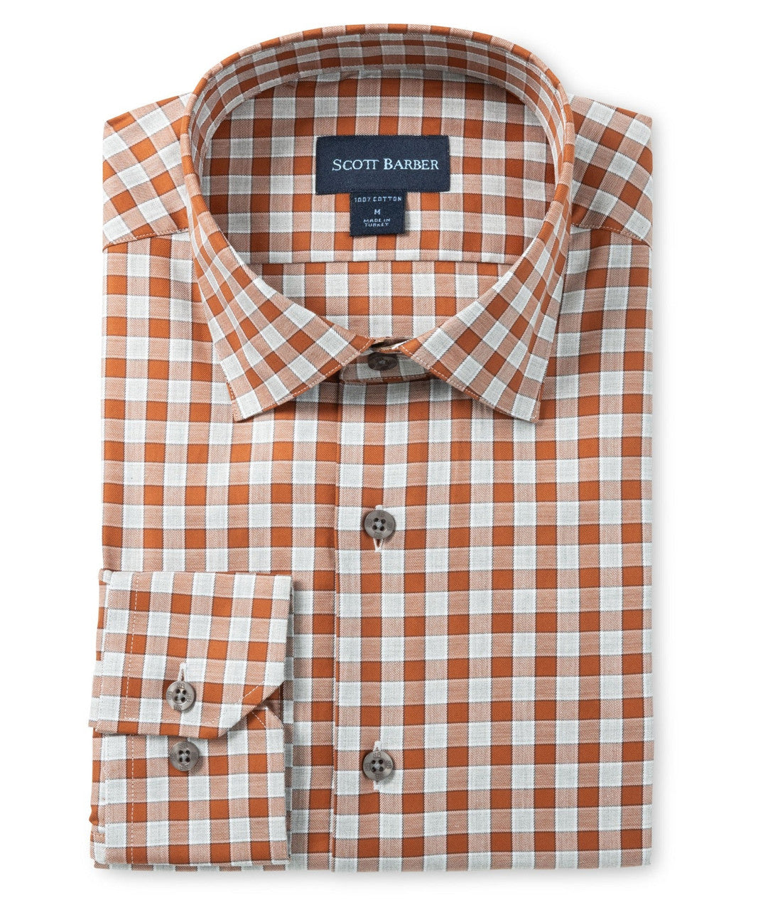 auburn dress shirt Scott Barber Exploded Check Mélange Button-Up Shirt