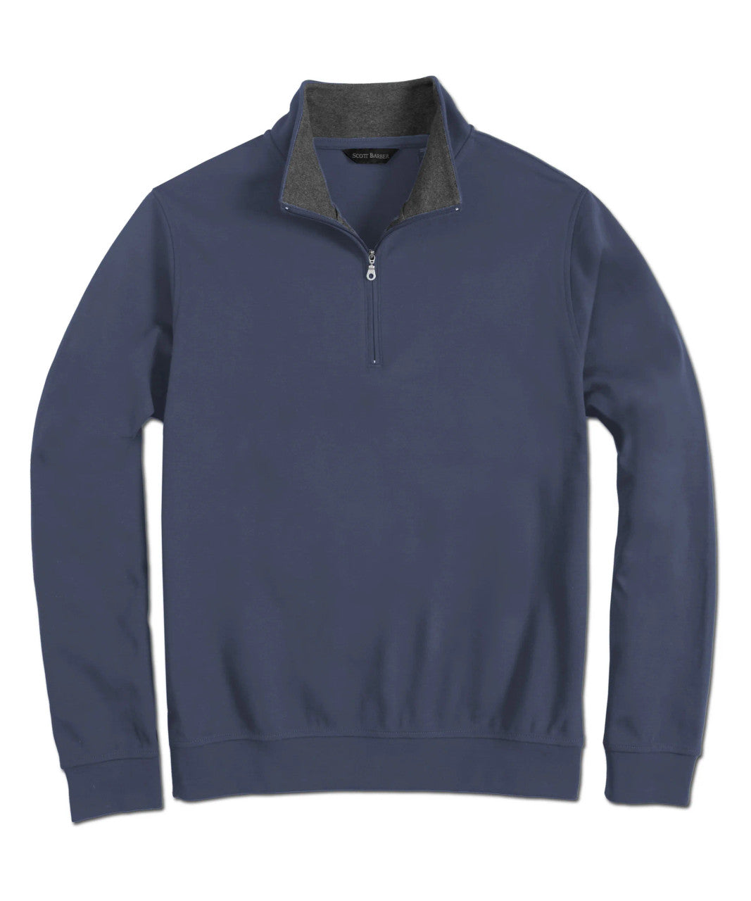 Scott Barber Pima Interlock Zip Mock : Indigo