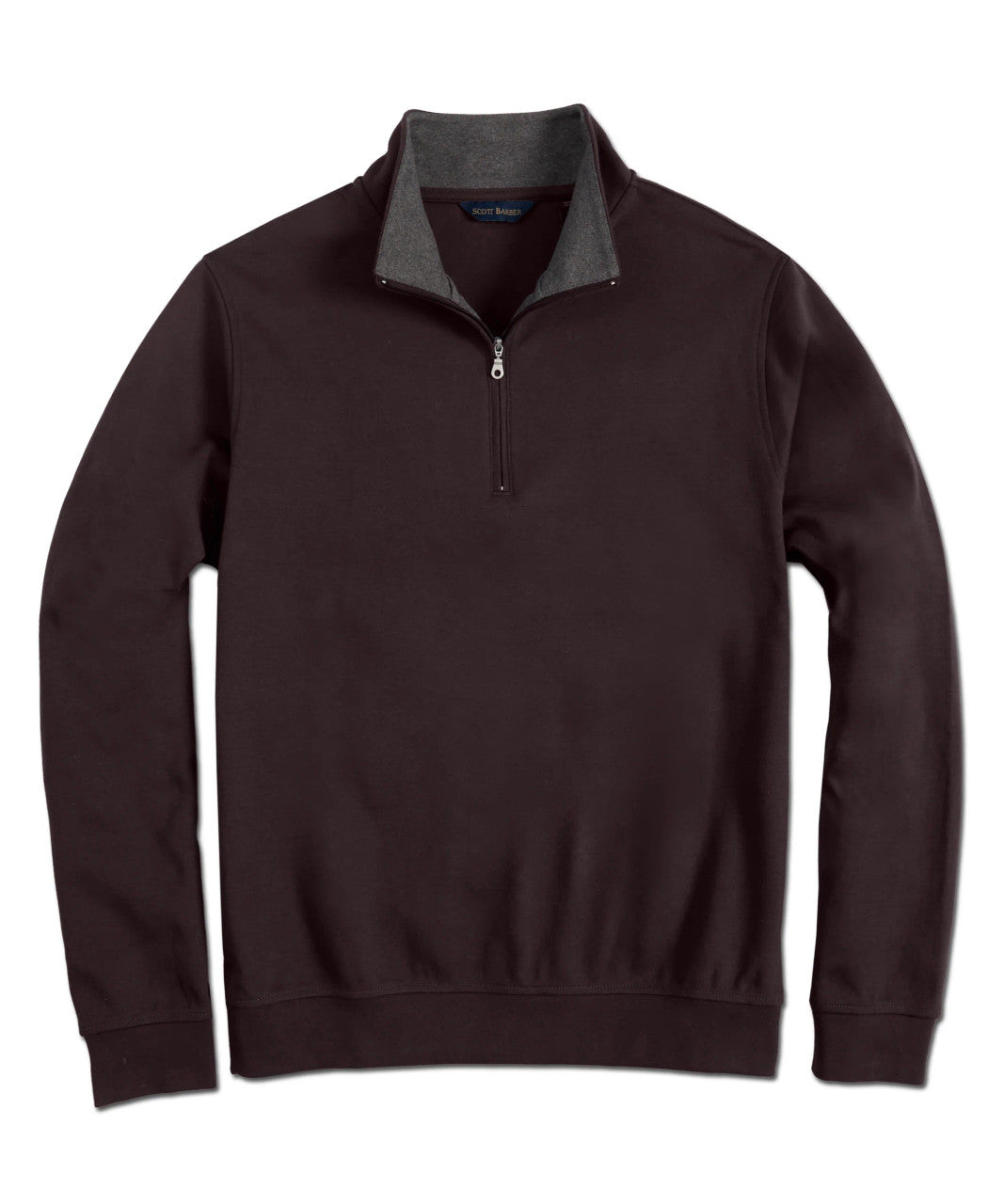 Scott Barber Pima Interlock Zip Mock : Dark Chocolate
