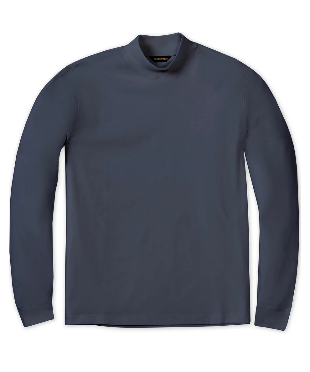 Scott Barber Pima Interlock Mock Turtleneck: Indigo