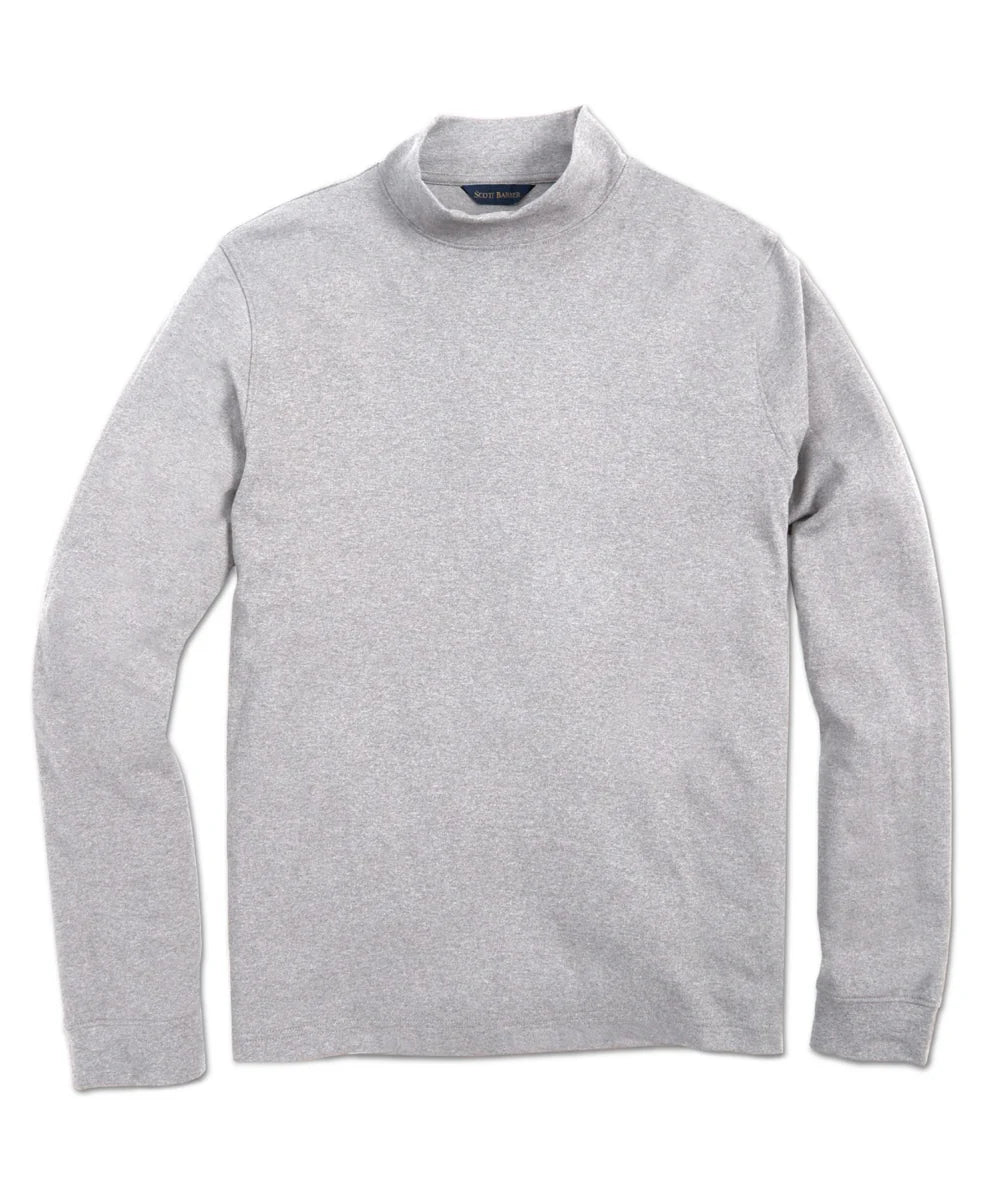 Scott Barber Pima Interlock Mock Turtleneck: Grey Heather