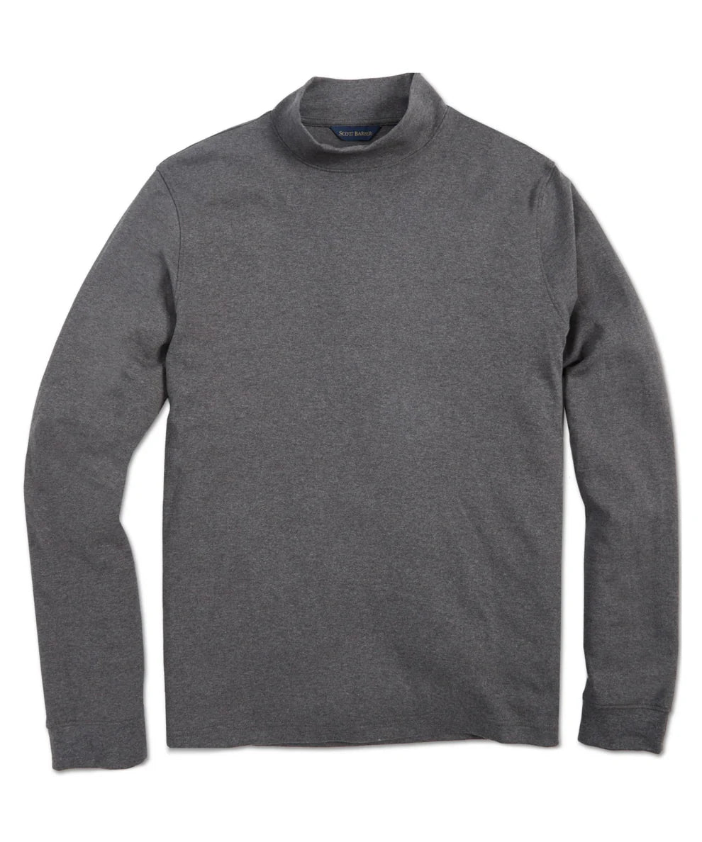 Scott Barber Pima Interlock Mock Turtleneck: Charcoal Heather
