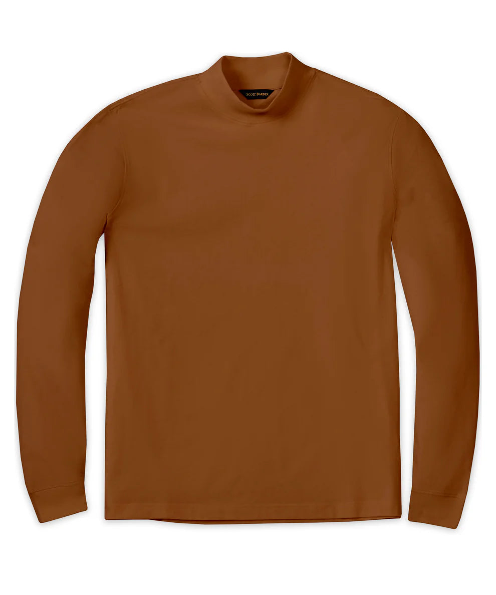 Scott Barber Pima Interlock Mock Turtleneck: Auburn