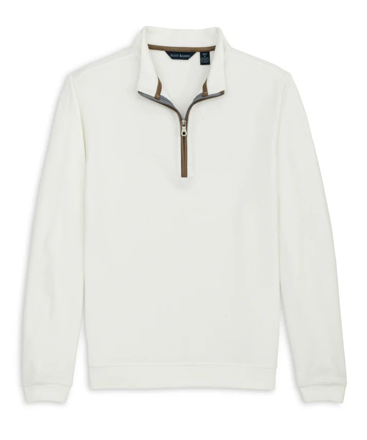 Scott Barber Stretch Heather Fleece Pullover: Winter White