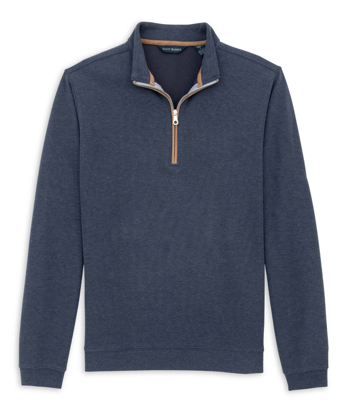 Scott Barber Stretch Heather Fleece Pullover: Navy