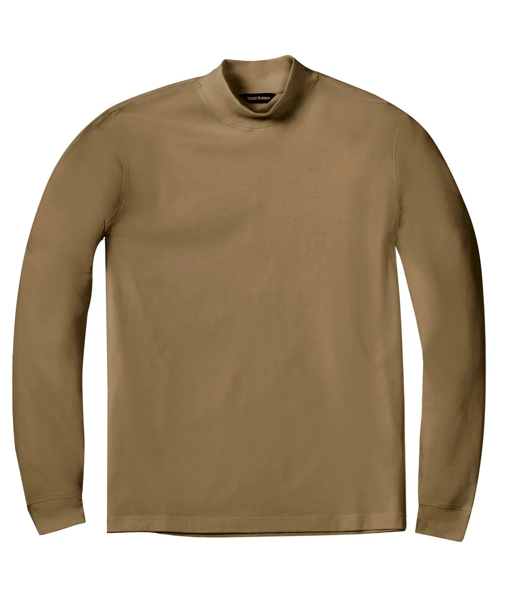Scott Barber Pima Interlock Mock Turtleneck: Camel